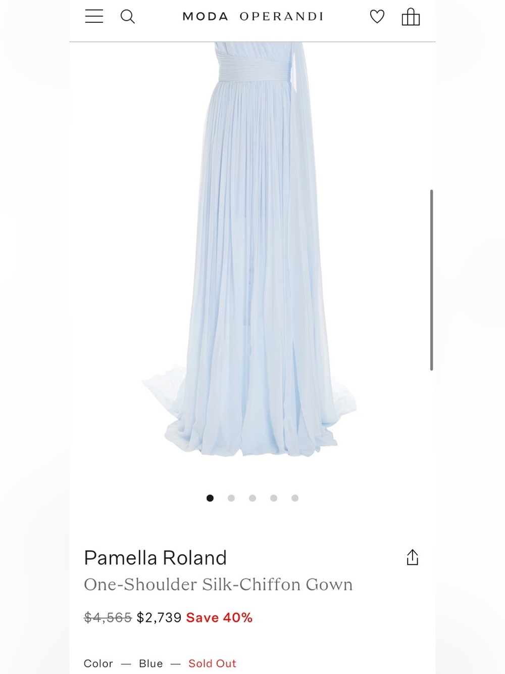 Pamella Roland One-Shoulder Silk-Chiffon Gown - Picture 6 of 16